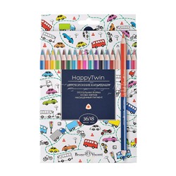 Карандаши цветные"TWINCOLOR HAPPY", 36 цв., 18 шт., 4 вида
