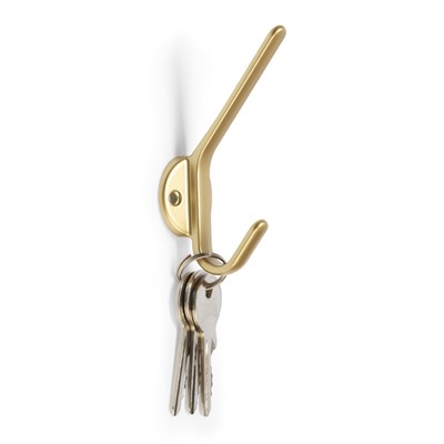 Крючок мебельный CAPPIO TKD030, двухрожковый, цвет матовое золото