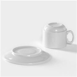 Кофейная пара Добрушский завод «Бельё», 2 предмета: чашка 100 мл, блюдце d=11.5 см, фарфор, белая