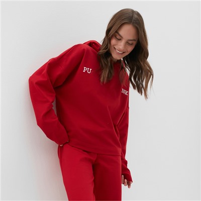 Костюм женский (толстовка, брюки) MIST Punk с вышивкой, размер 40-42, красный