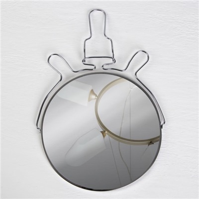 Зеркало настольное, с увеличением х2, настенное, двустороннее, 20×24 см, (d=18.5 см), металлическое