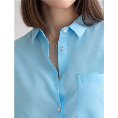 Блузка свободная с карманом из 100% хлопка