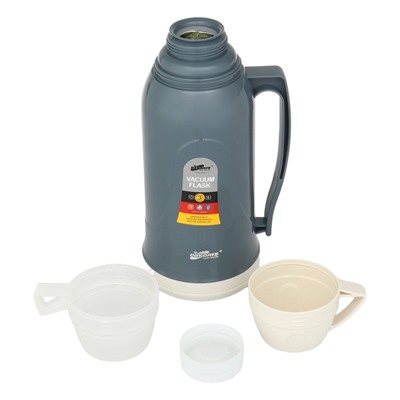 Термос 1.7 л, 14×34 см, со стеклянной колбой, сохраняет тепло 14 ч, серый