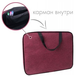 Папка офисная А4 с ручками 35х27х6 см ПДМ-111 БУРГУНДИ ткань, жесткое дно Пчелка