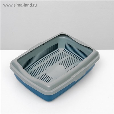 Лоток большой с сеткой и бортиком Atlantis «Стандарт», 43×33×12.5 см, синий