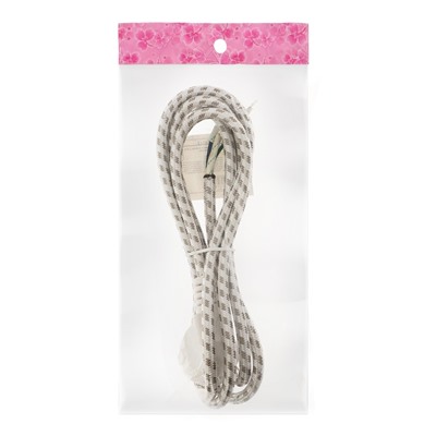 Шнур сетевой в тканевой оплетке с заземлением, 1.8 м, 2200 Вт, 3×0.75 мм²