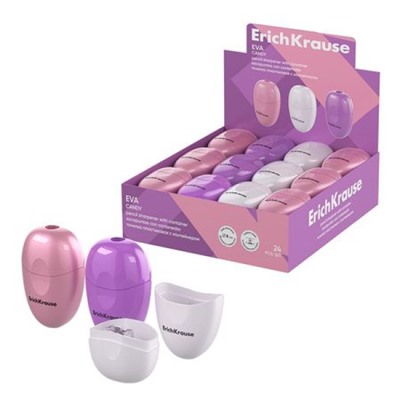 Точилка пластиковая с контейнером Eva, Candy ассорти 60035 ErichKrause