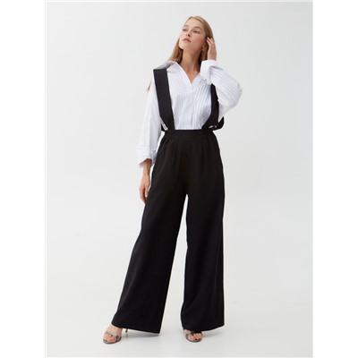 Брюки женские на лямках MINAKU: Casual Collection, чёрные, размер 42