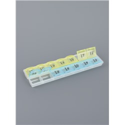 Таблетница-органайзер 14секц 21,5*6,5*2см Неделька утро/вечер рус буквы жёлт/гол пакет  OT