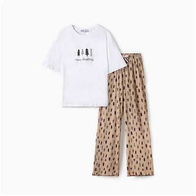 Пижама новогодняя женская (футболка, брюки) KAFTAN «Елки», размер 40-42