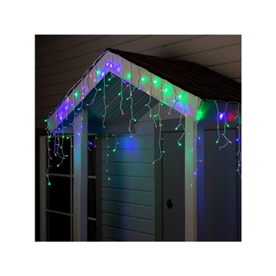 Гирлянда «Бахрома» 4×0.6 м, IP44, белая нить, 180 LED, свечение мульти, 8 режимов, 220 В