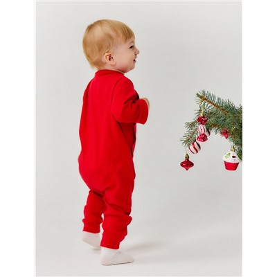Комбинезон детский «Крошка Я» Happy winter, рост 62-68 см, красный