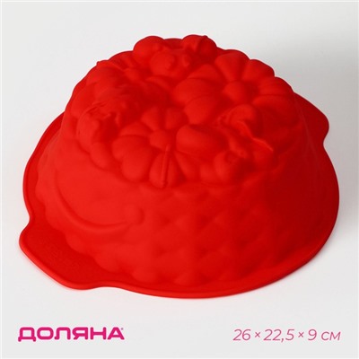 Форма для выпечки Доляна «Корзина», силикон, 26×22.5×9 см, красная