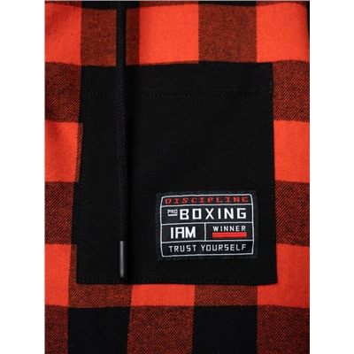 Рубашка текстильная с рукавами и капюшоном из трикотажа для мальчиков