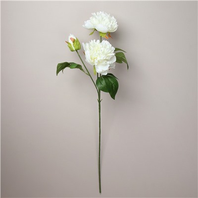 Цветок искусственный Пион белый 65 см три бутона / RF-1561 /уп 120/500/