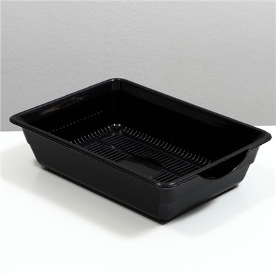 Туалет для кошек, 36×25×9 с, глубокий, с сеткой, пластик, чёрный