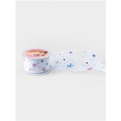 Лента капроновая «Снежинки», 40 мм, 9±0.5 м, белая