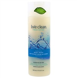Live Clean, Увлажняющий гель для душа, деминерализованная вода, 17 унций (500 мл)