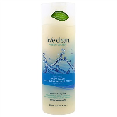 Live Clean, Увлажняющий гель для душа, деминерализованная вода, 17 унций (500 мл)