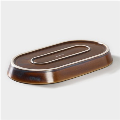 Блюдо Magistro Garland, 24×13.7×2.7 см, овальное, фарфор, синее