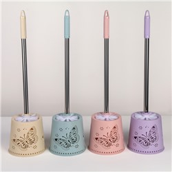 Ёрш для унитаза с подставкой «Бабочки», 12.5×12.5×50 см, МИКС