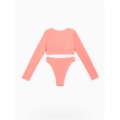 Купальник раздельный с длинным рукавом женский MINAKU, персиковый, размер 48