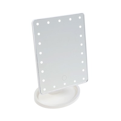 Зеркало с подсветкой KZ-06, 26.5×16×12 см, 22 диода, сенсорная кнопка, белое