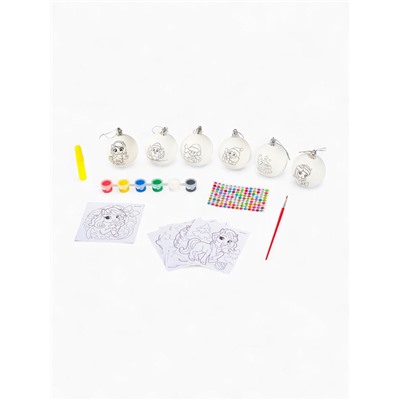 Елочные шары под раскраску «Новогодний сюрприз», набор 6 шт. + краски