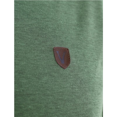 Футболка поло с воротником на пуговицах из полотна пике с меланжевым плетением с эластаном