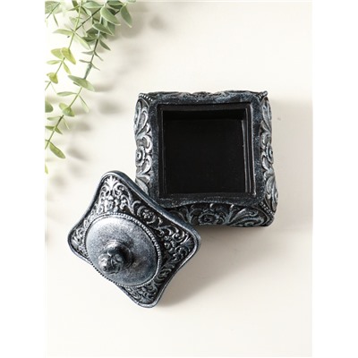 Шкатулка для украшений «Виктория» 11×12 см, гипс, состаренное серебро