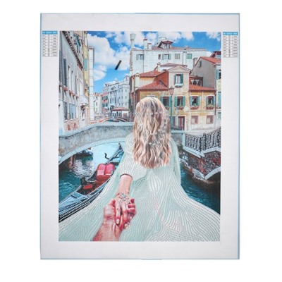 Алмазная мозаика с частичным заполнением и форменными стразами на холсте «Романтика Венеции», 30×40 см