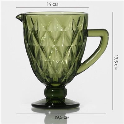 Кувшин для воды Magistro «Круиз», 1.1 л, 14×19.5 см, стекло, зелёный
