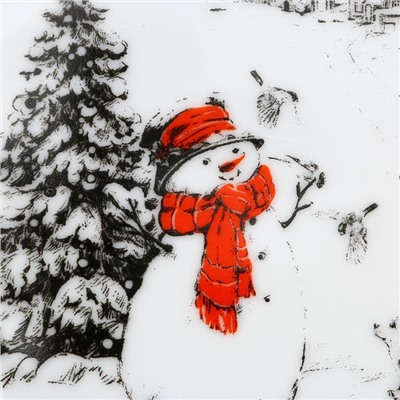 Тарелка плоская новогодняя «Снеговик», d=19 см