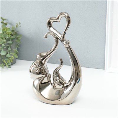 Фигурка керамика «Слоники с сердцем. Абстракция», серебро, 8.5×18.5×29.3 см