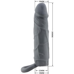 Серая удлиняющая насадка на пенис Large - 18 см.