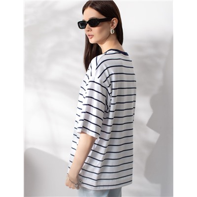 Свободная футболка в полоску из премиального хлопка с эластаном