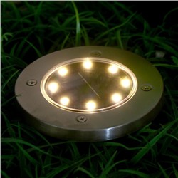 Садовый светильник, уличный, на солнечной батарее, 8 LED, свечение тёплое белое