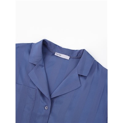 Пижама женская (рубашка, шорты) KAFTAN «Полоса», размер 48-50, синяя