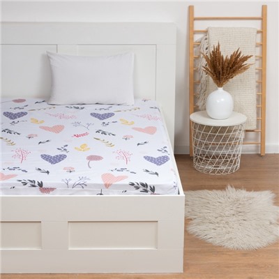 Простыня на резинке 2-спальная «Этель» Flower garden, 160×200+25 см, бязь