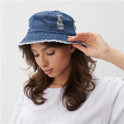 Панама унисекс MINAKU джинсовая, синяя, размер 56-58