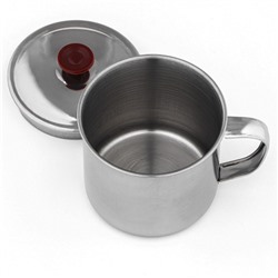 Кружка «Вестерн», 320 мл, d=9 см, с крышкой, нержавеющая сталь, хромированная