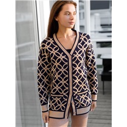 Кардиган жаккардовой вязки с кашемиром