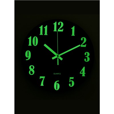 Часы настенные классические, светящиеся, d=30 см, дерево