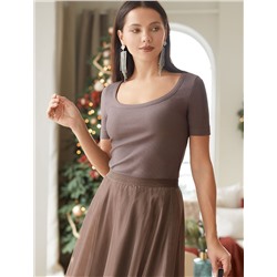 Футболка из трикотажа в широкий рубчик