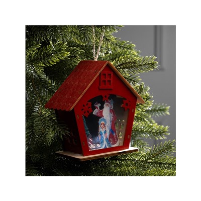 Подвеска световая «Дед Мороз и Снегурочка», 16×7×15.5 см, 1 LED, от батареек AG10×3, свечение тёплое белое