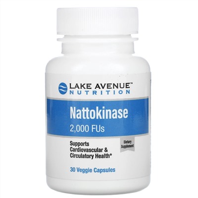 Lake Avenue Nutrition, Наттокиназа, протеолитический фермент, 2000 FU, 30 растительных капсул