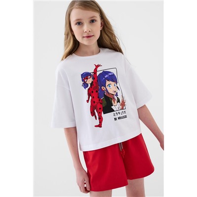 Комплект трикотажный для девочек: фуфайка (футболка), шорты PLAYTODAY, 1241359