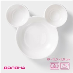 Менажница Доляна «Мишка», 400 мл, 19×13.5 см, 3 ячейки, фарфор, белая
