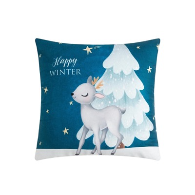 Подушка декоративная новогодняя «Этель. Happy winter», 40×40 см, велюр