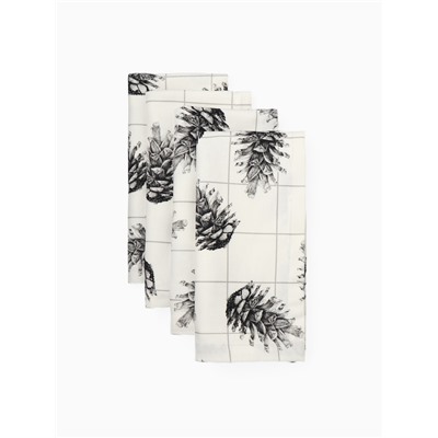 Набор салфеток сервировочных на стол «Этель» Christmas, 4 шт., белые, с декоративными кольцами, 45×45 см